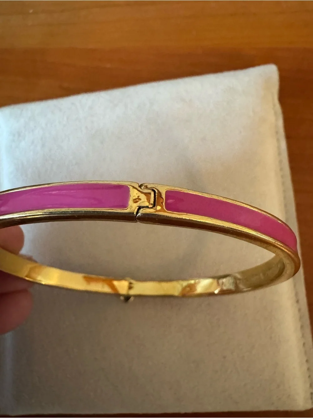 Kate Spade Pink Enamel Hinged Bangle Bracelet - Picture 4 of 10